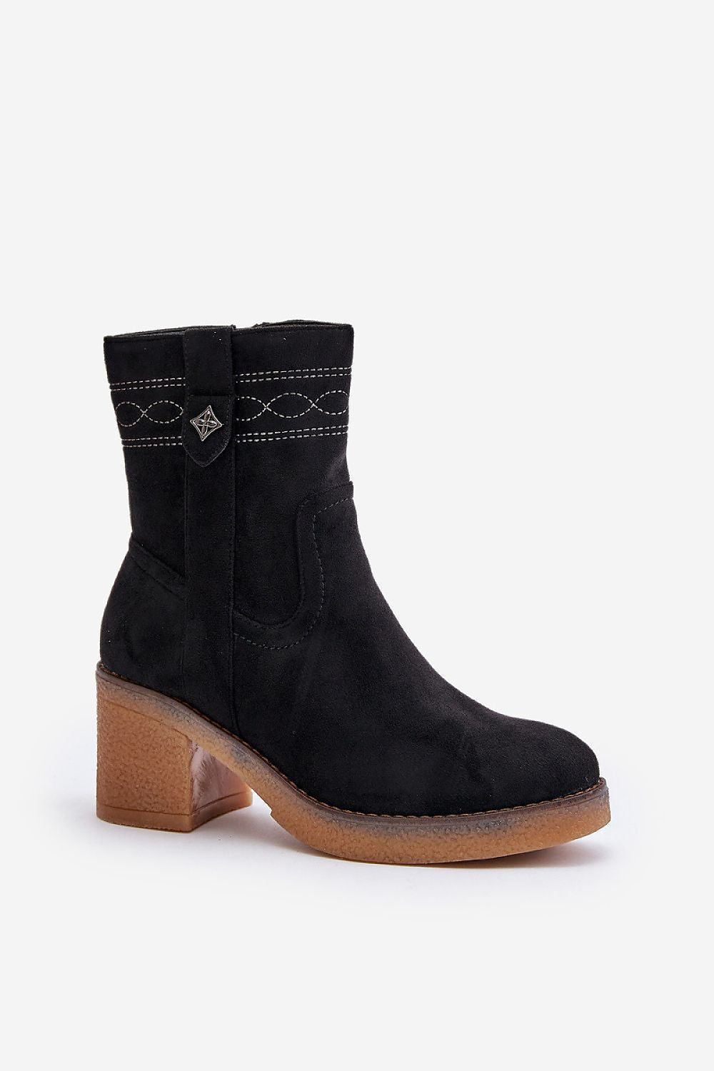 Luxury Eco-Suede Women's Heel Boots with Insulated Interior - 7cm Heel Height, Classic Design