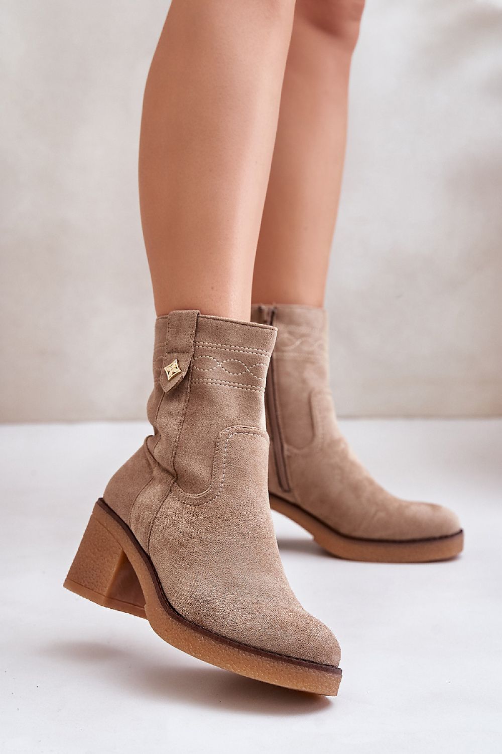 Luxury Eco-Suede Women's Heel Boots with Insulated Interior - 7cm Heel Height, Classic Design