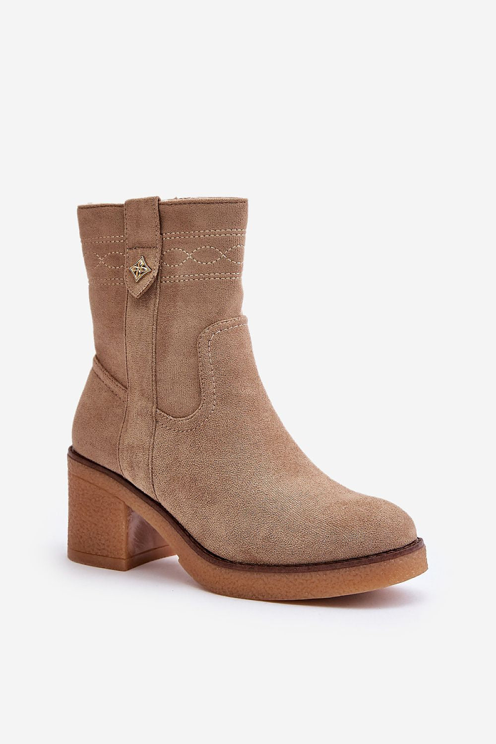 Luxury Eco-Suede Women's Heel Boots with Insulated Interior - 7cm Heel Height, Classic Design
