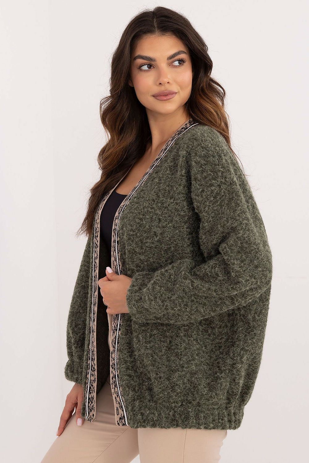 Elegant Long-Sleeve Unbuttoned Cardigan by Italy Moda - Soft 100% Polyester Comfort