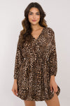 Flared Mini Dress with Animal Motif and Heart Neckline | Lightweight Polyester by Italy Moda