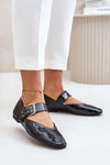 Lacquered Eco Leather Ballet Flats with Adjustable Strap - Comfort & Style for Every Occasion
