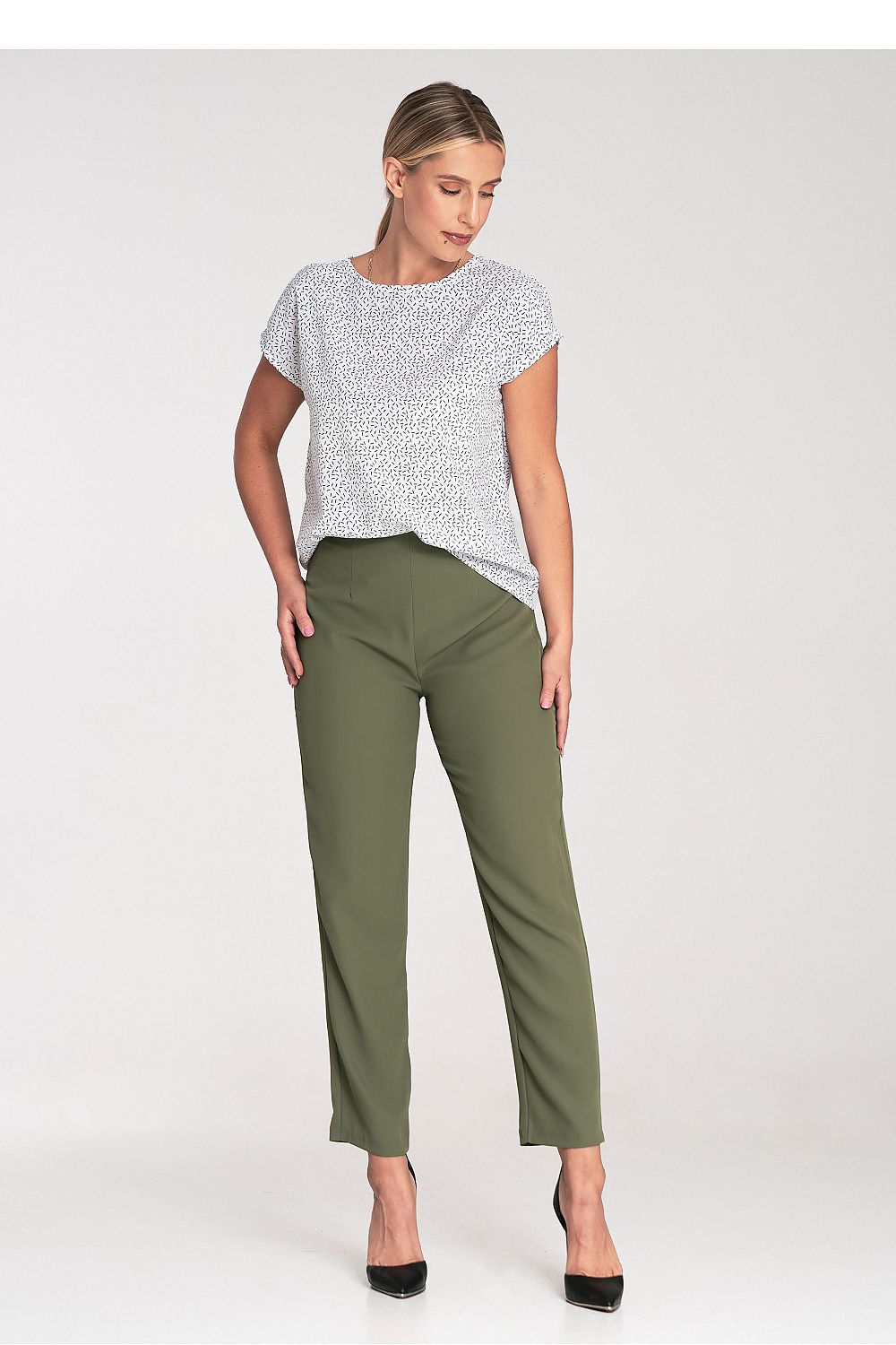Figl Elegant Short Sleeve Blouse With Round Neckline and Back Clasp - Stylish Comfort in S to XL