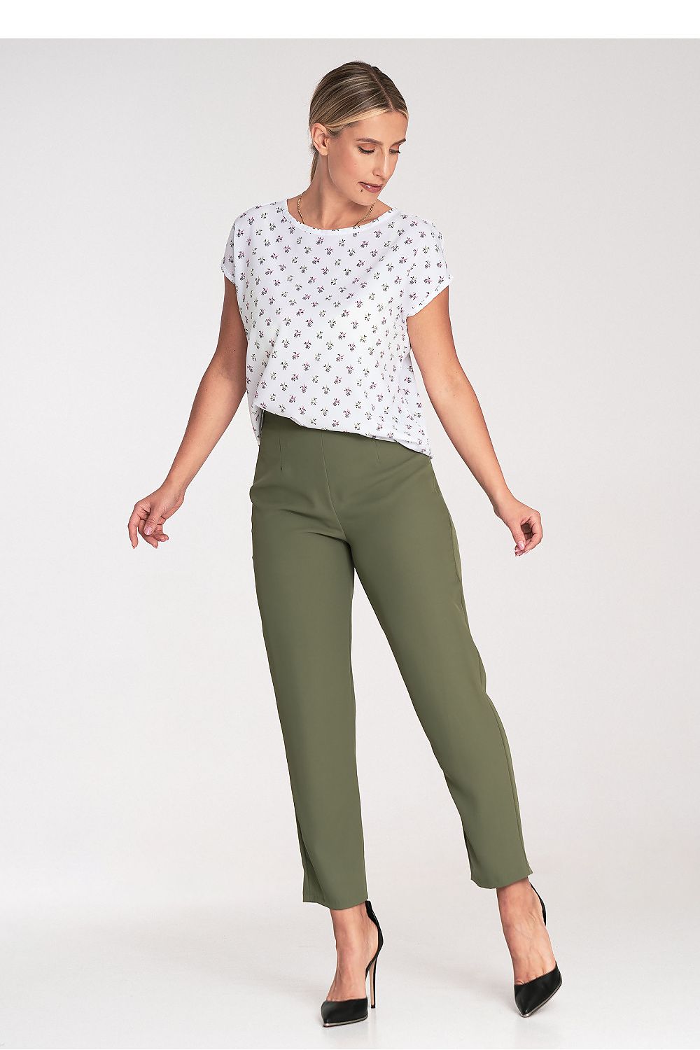 Figl Elegant Short Sleeve Blouse With Round Neckline and Back Clasp - Stylish Comfort in S to XL