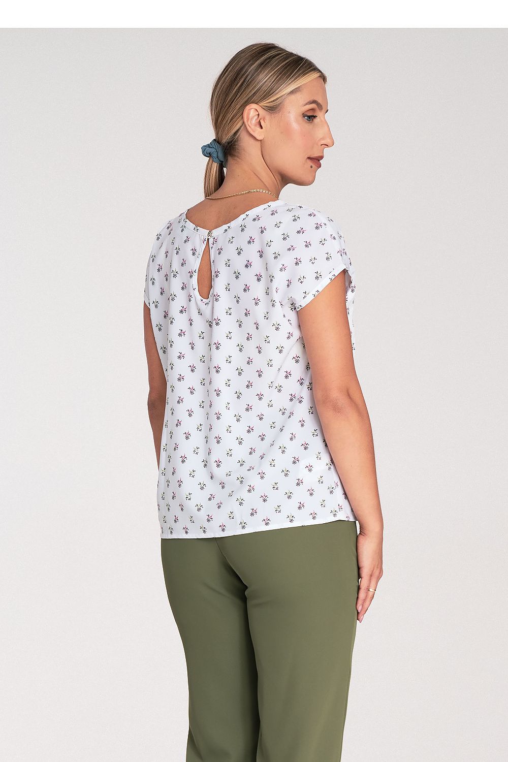 Figl Elegant Short Sleeve Blouse With Round Neckline and Back Clasp - Stylish Comfort in S to XL