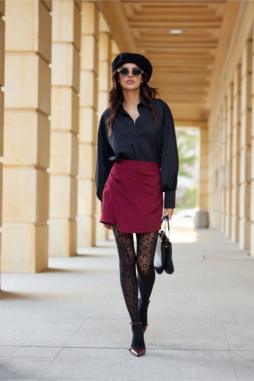 Selene Roco Fashion Skirt Pants With Asymmetrical Overlap & Concealed Zipper