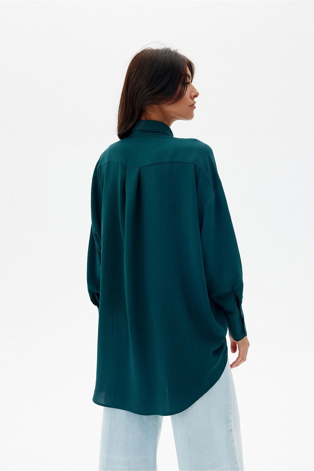 Asymmetrical Oversized Long Sleeve Women's Shirt with Classic Collar from Roco Fashion