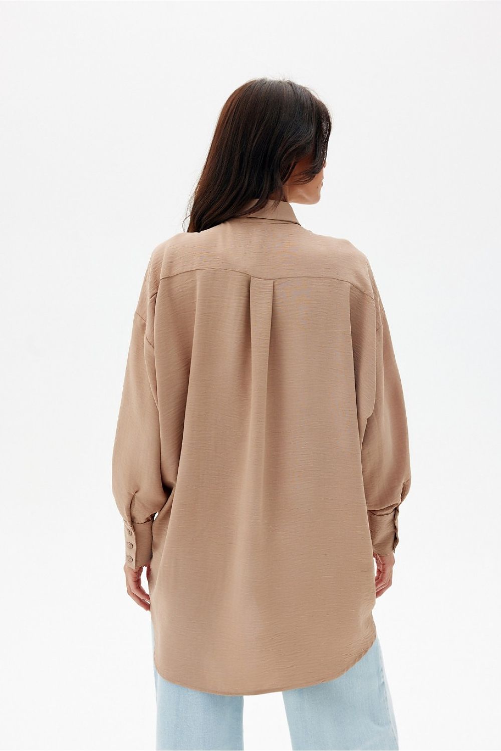 Asymmetrical Oversized Long Sleeve Women's Shirt with Classic Collar from Roco Fashion