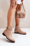 Elegant Eco-Suede Low Boots With Gold Detail And Warm Shoe Blanket - 12.5cm Upper, 3cm Heel