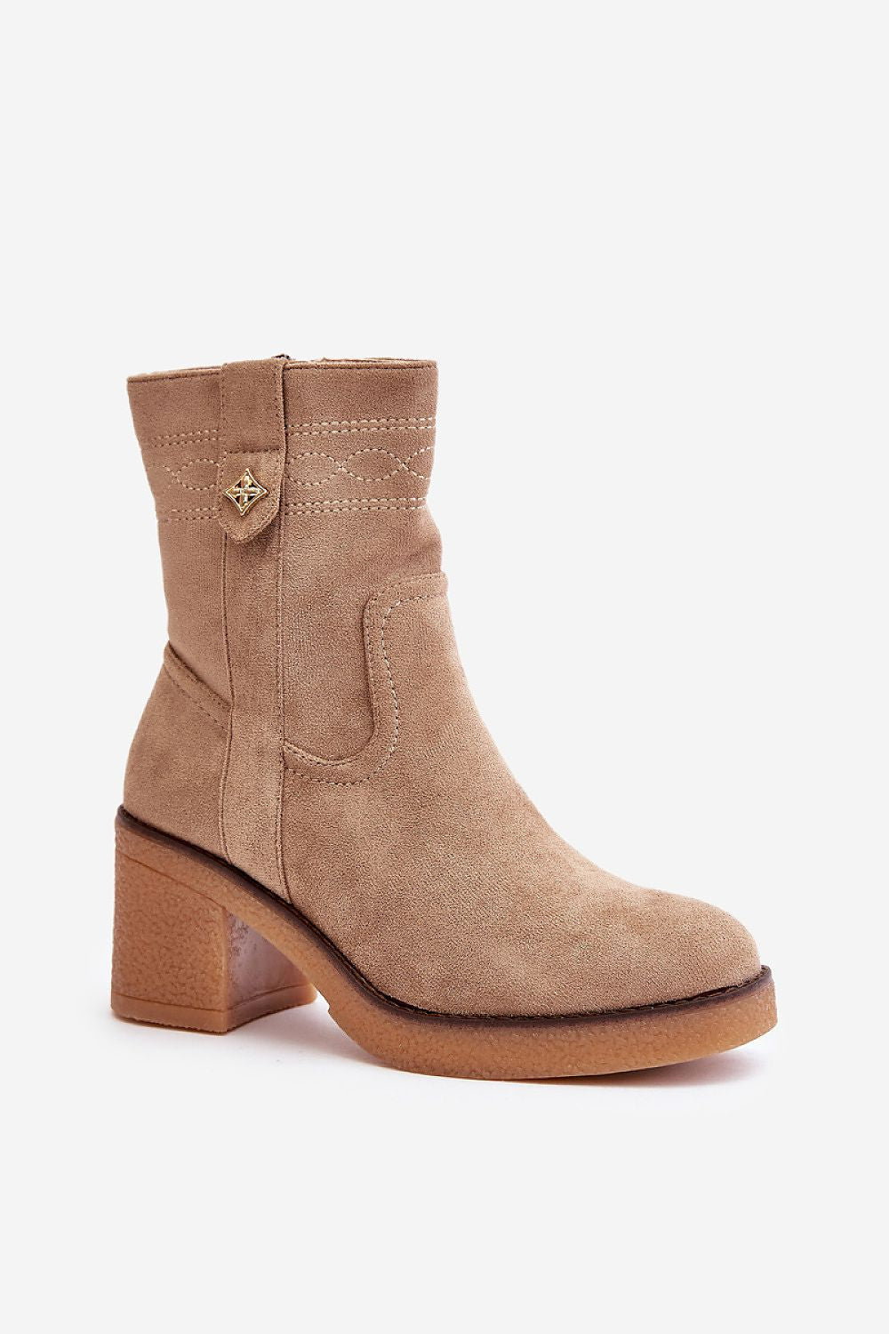 Luxury Eco-Suede Women's Heel Boots with Insulated Interior - 7cm Heel Height, Classic Design