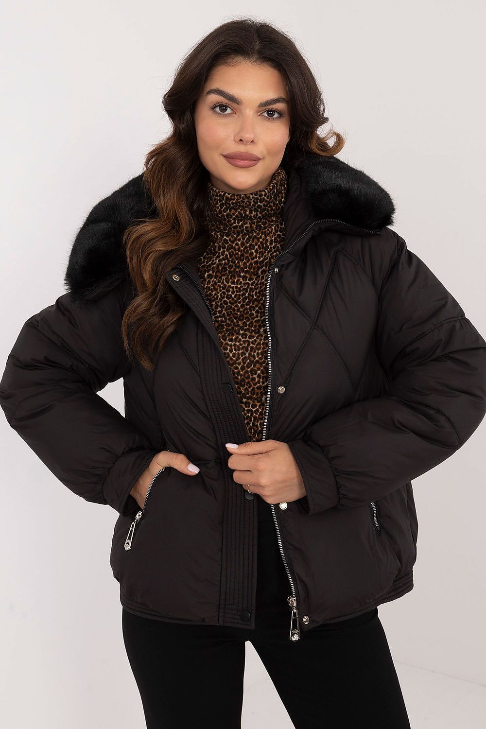 Women's MBM Quilted Winter Jacket with Fur-Trimmed Hood, Synthetic Insulation, Casual Style