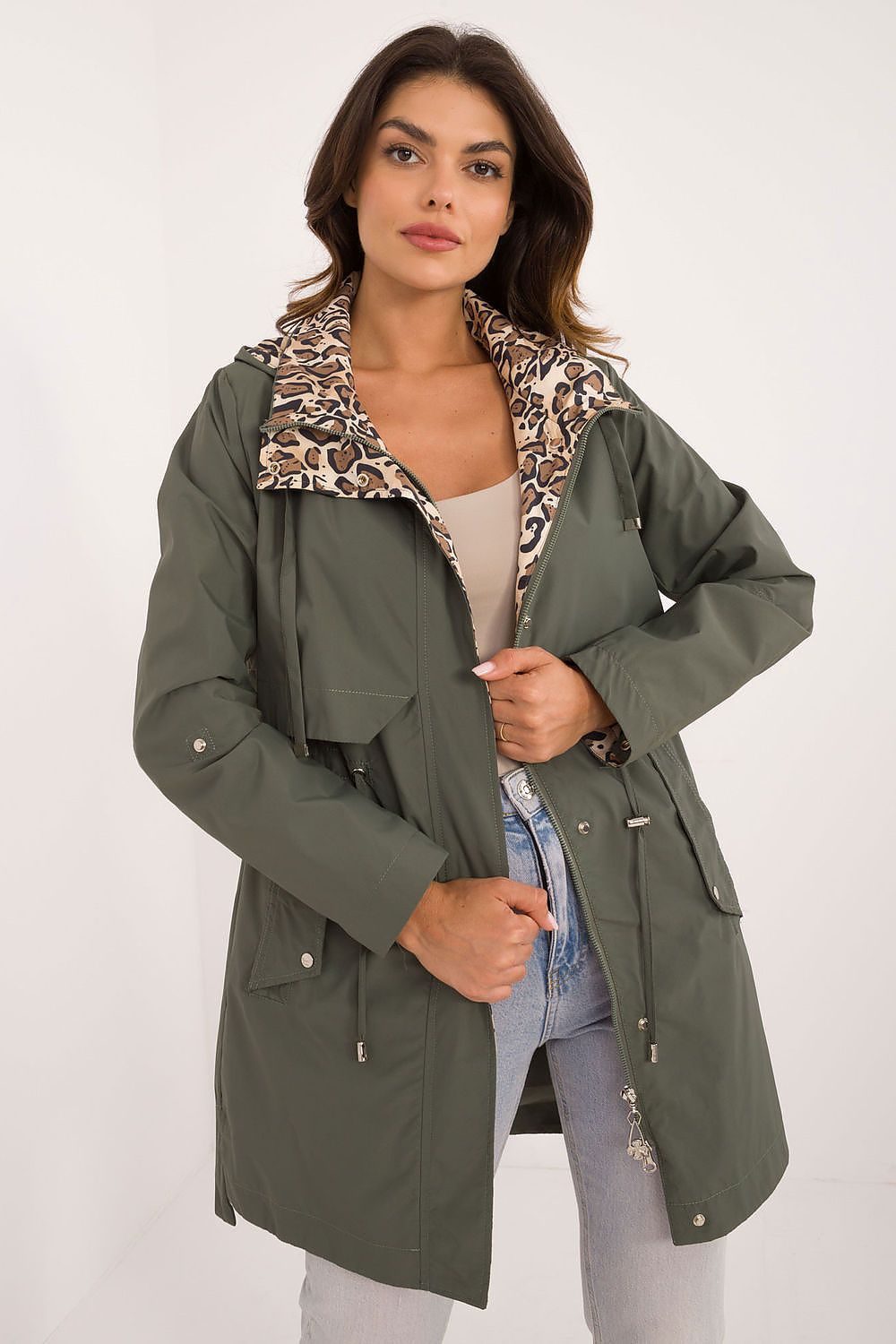 Luxury Women's Transitional Jacket by MBM – Stylish Animal Motif, Detachable Hood, Polyester Comfort