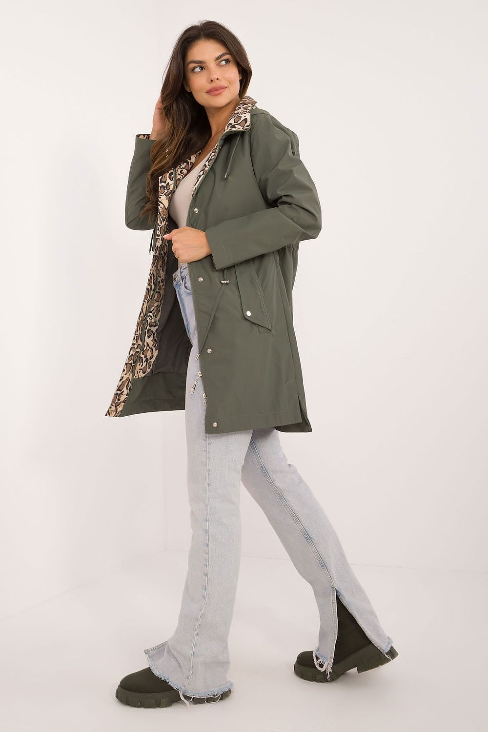 Luxury Women's Transitional Jacket by MBM – Stylish Animal Motif, Detachable Hood, Polyester Comfort
