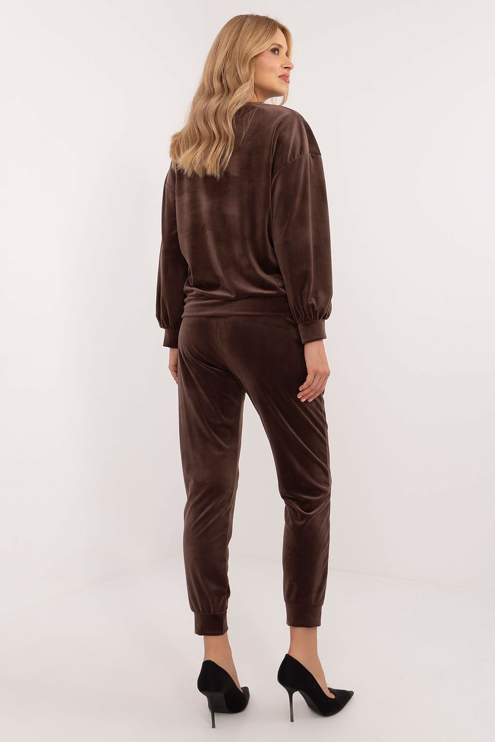 Luxury Women's Velour Lounge Set with Blouse and Pants - Soft Viscose Blend, Casual Style
