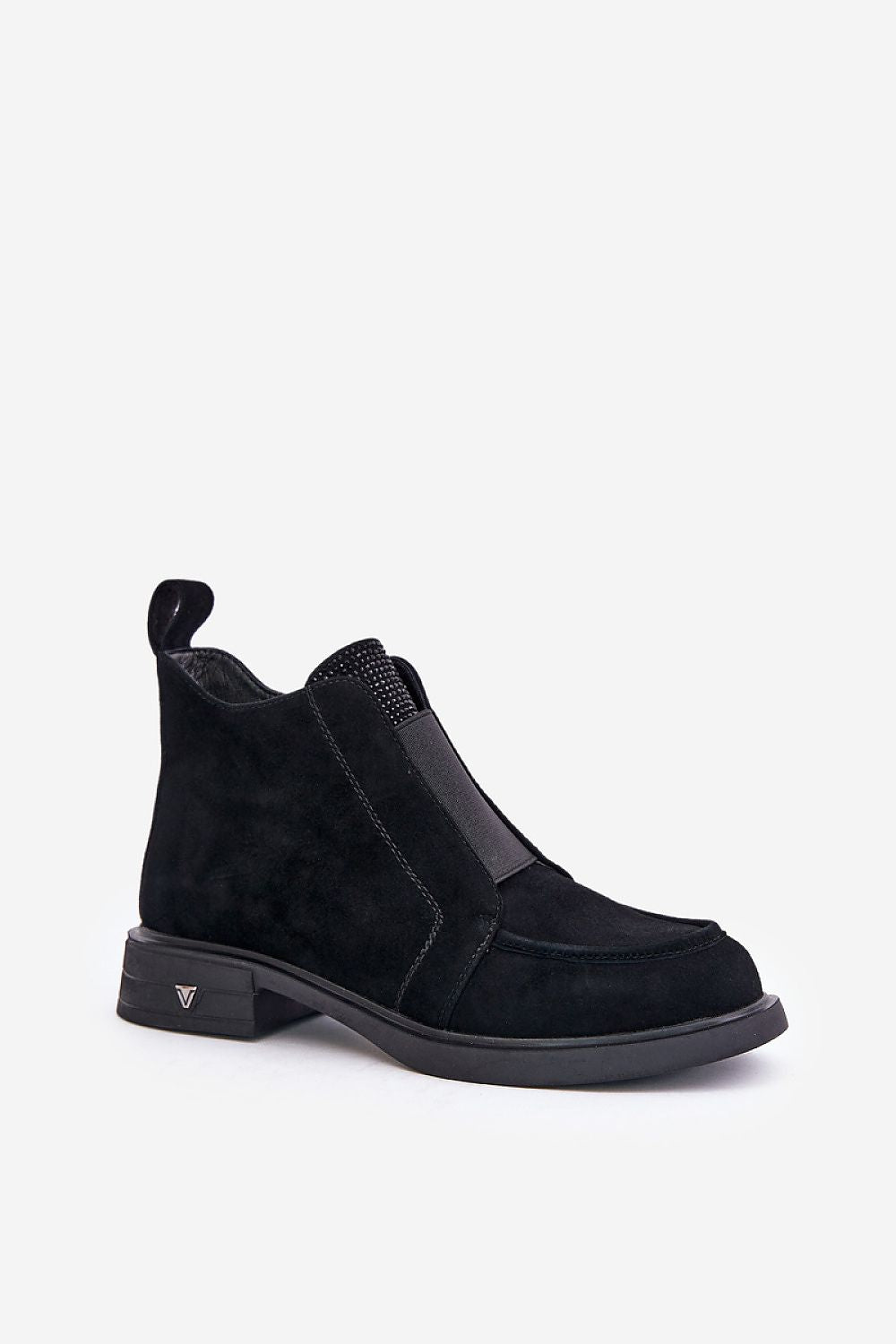 Luxury Women's Suede Ankle Boots with Zipper Closure - Flat Heel & Elastic Insert - EU Sizes 36-41