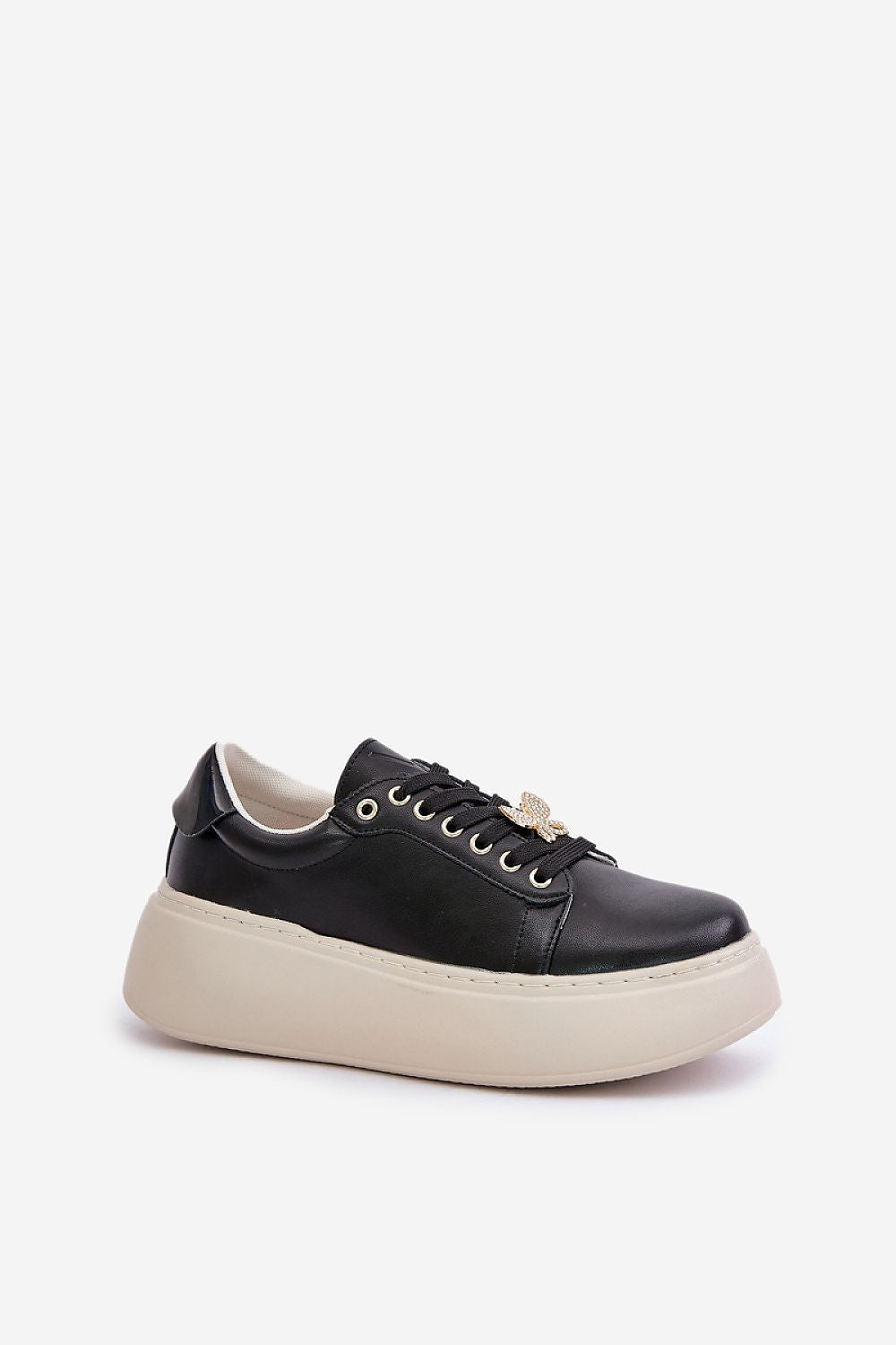 Vinceza Women's Natural Leather Platform Sneakers with Butterfly Detail - Sizes EU 36-40