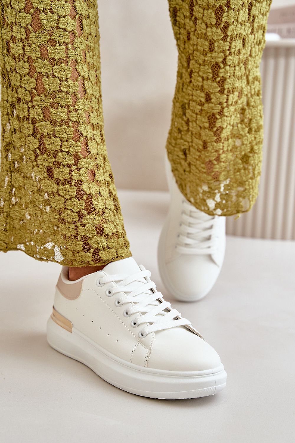 Women's Eco Leather Low Sneakers with Mirrored Platform - Sizes EU 36-41, Modern Glamour