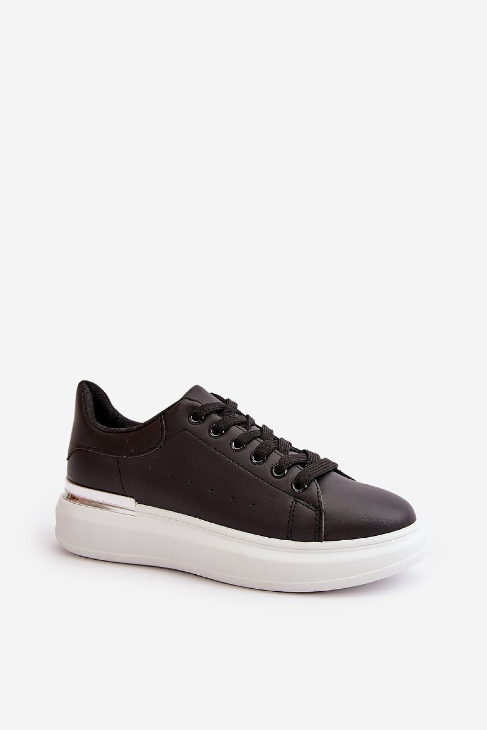 Women's Eco Leather Low Sneakers with Mirrored Platform - Sizes EU 36-41, Modern Glamour