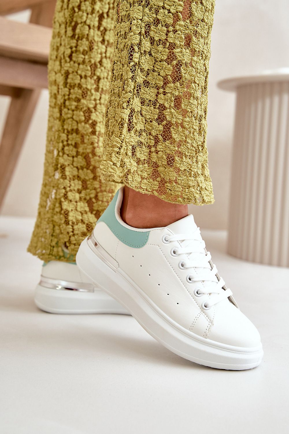 Women's Eco Leather Low Sneakers with Mirrored Platform - Sizes EU 36-41, Modern Glamour