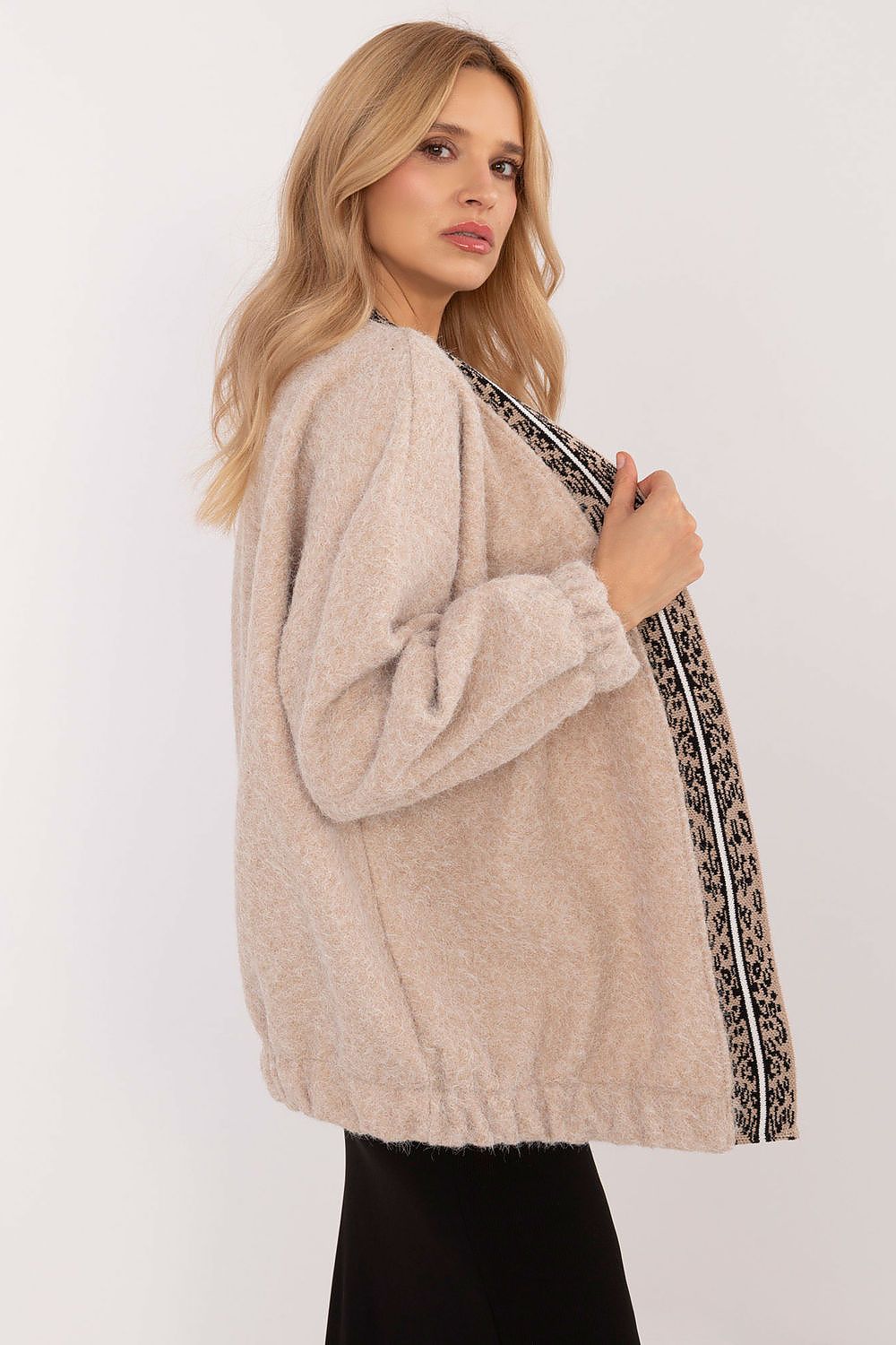 Elegant Long-Sleeve Unbuttoned Cardigan by Italy Moda - Soft 100% Polyester Comfort