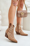 Luxury Cowboy-Style Heel Boots in Eco-Suede - Elegant Decoration, EU Sizes 36-41