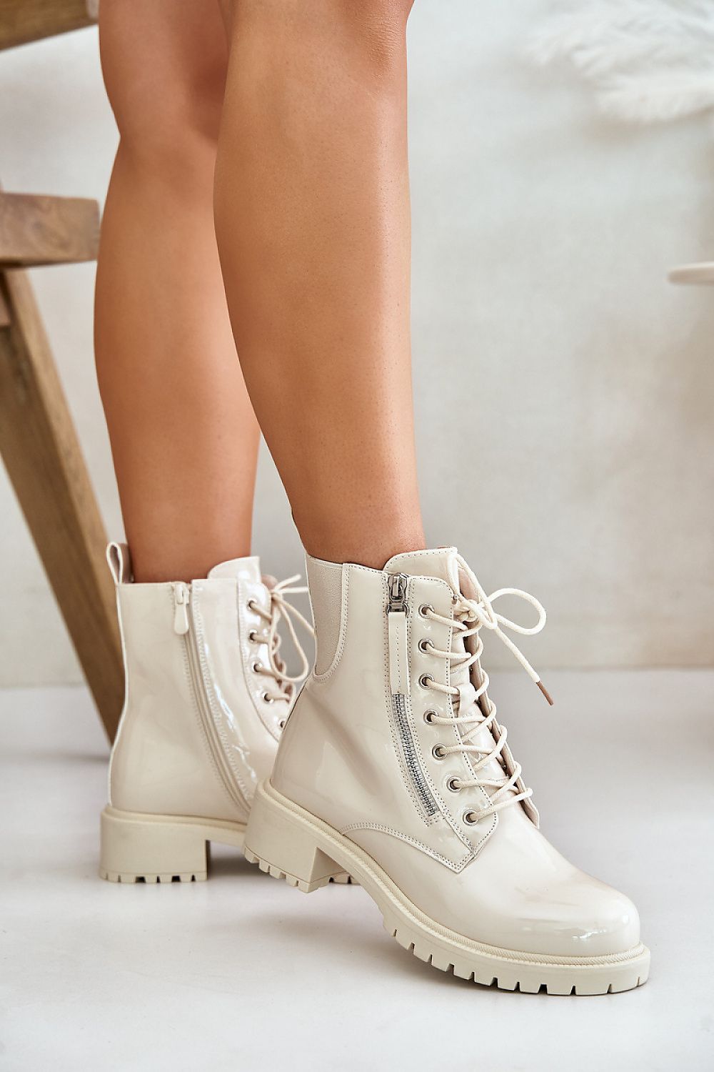 Elegant Eco Leather Women’s Booties - Insulated Mid-Height with Zip and Lace - EU Sizes 36-41