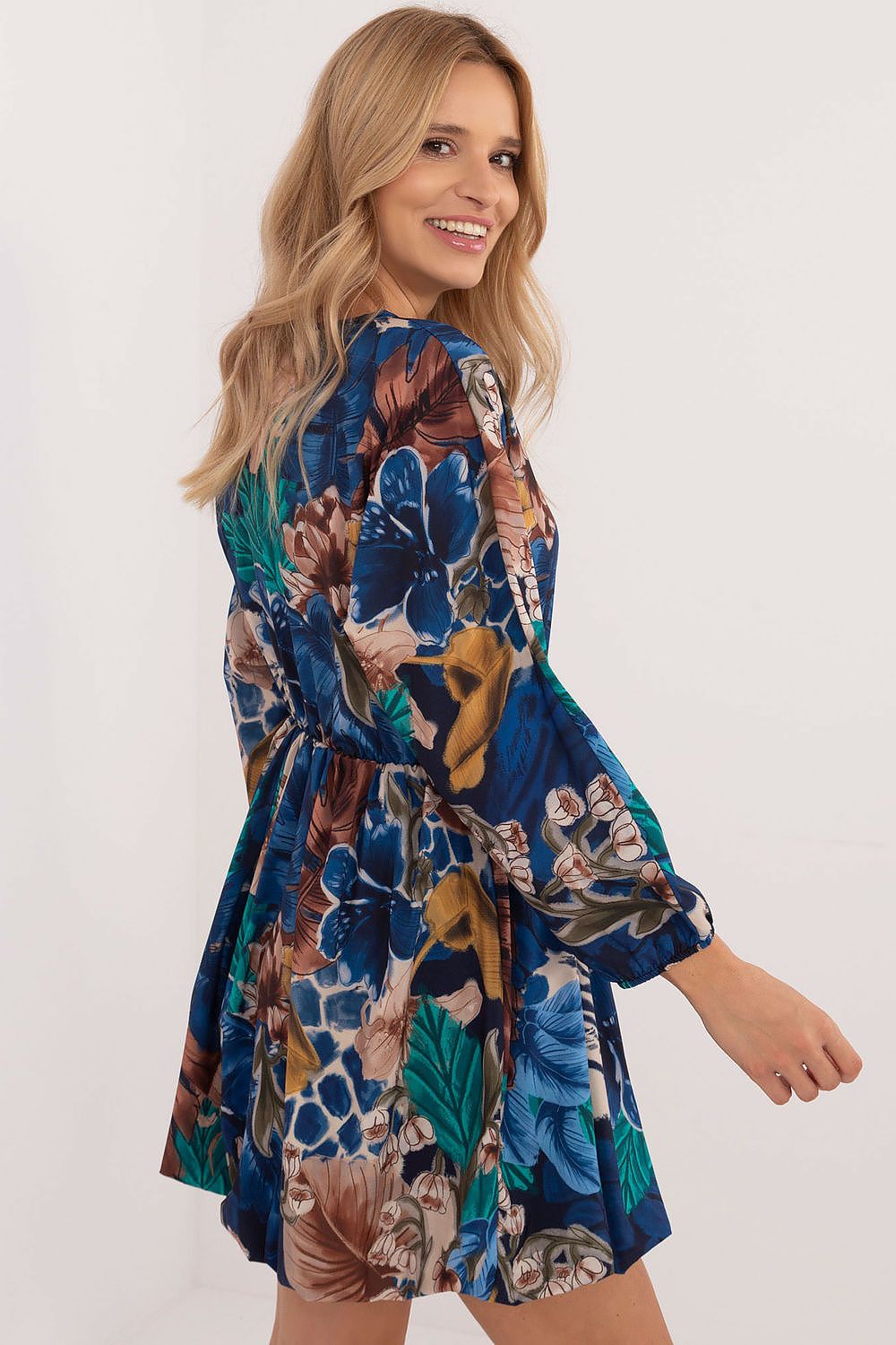 Flared Mini Dress with Animal Motif and Heart Neckline | Lightweight Polyester by Italy Moda