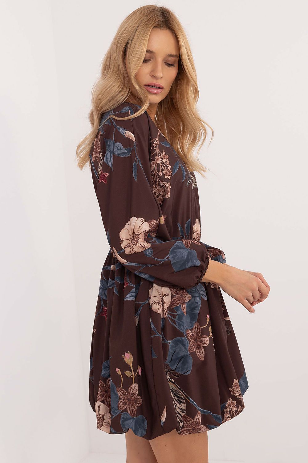 Flared Mini Dress with Animal Motif and Heart Neckline | Lightweight Polyester by Italy Moda