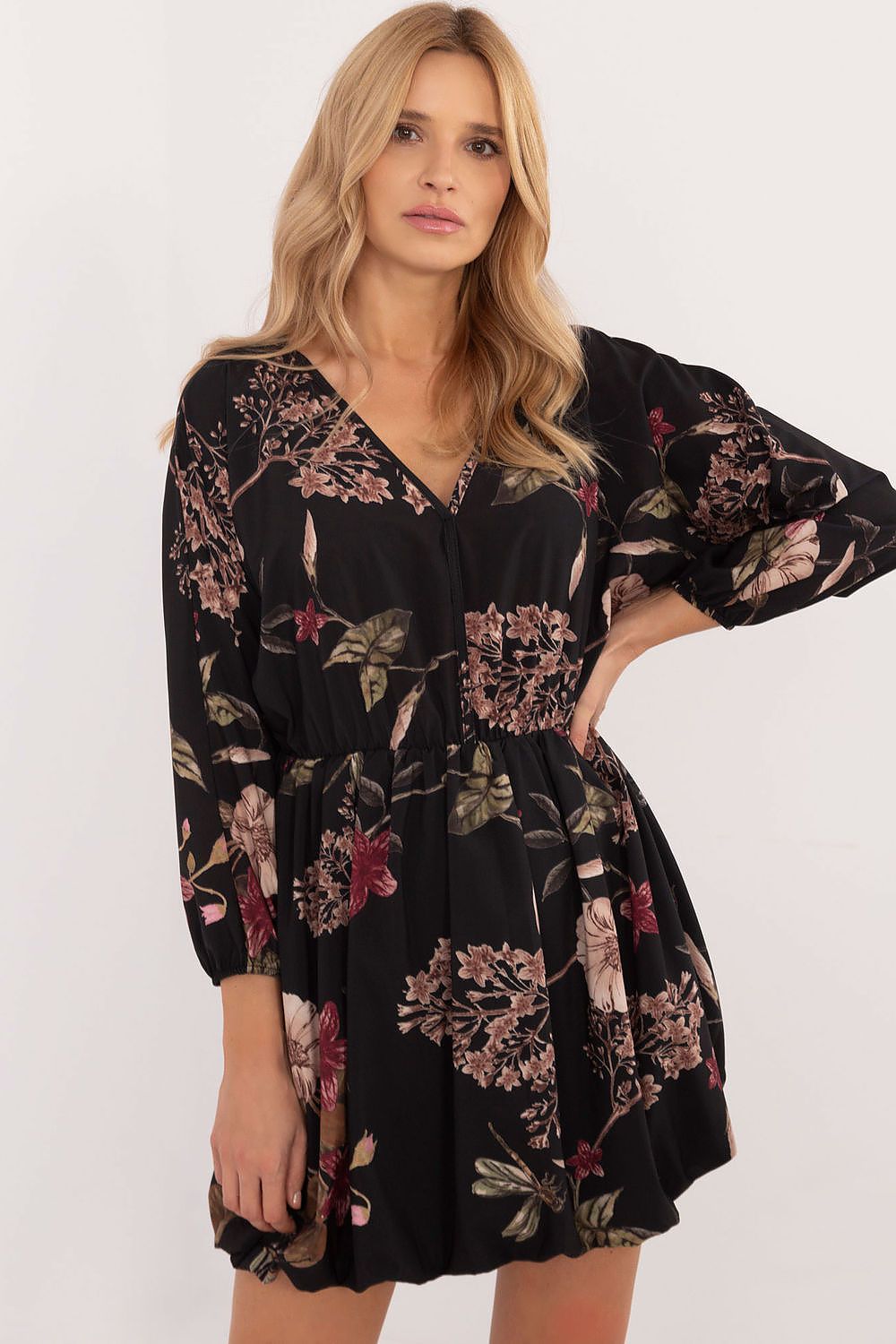 Flared Mini Dress with Animal Motif and Heart Neckline | Lightweight Polyester by Italy Moda