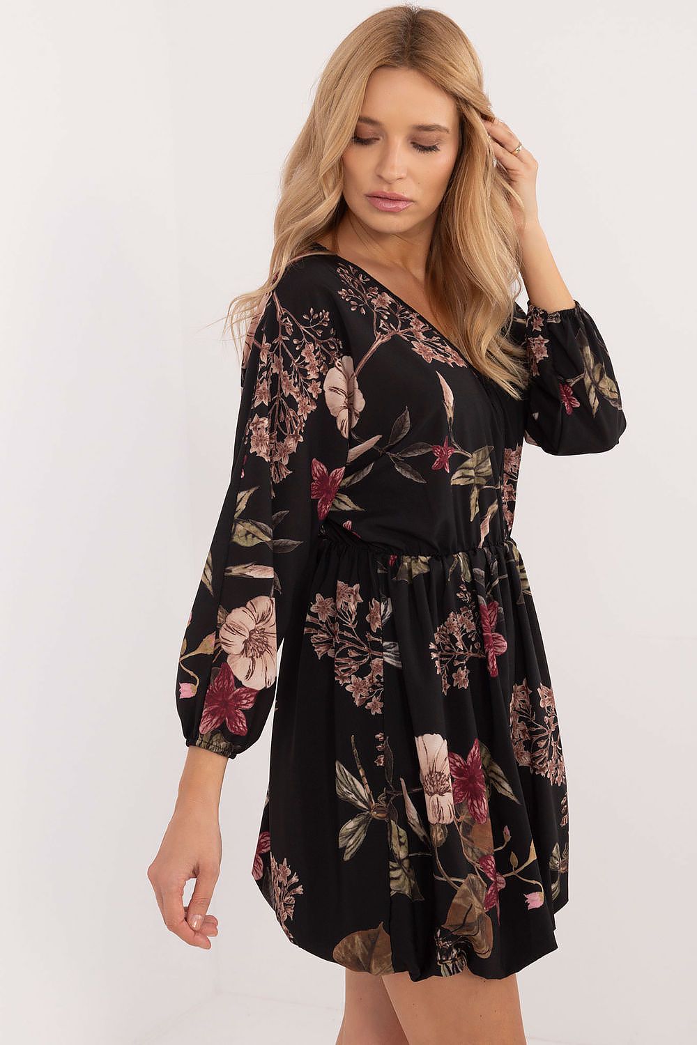 Flared Mini Dress with Animal Motif and Heart Neckline | Lightweight Polyester by Italy Moda