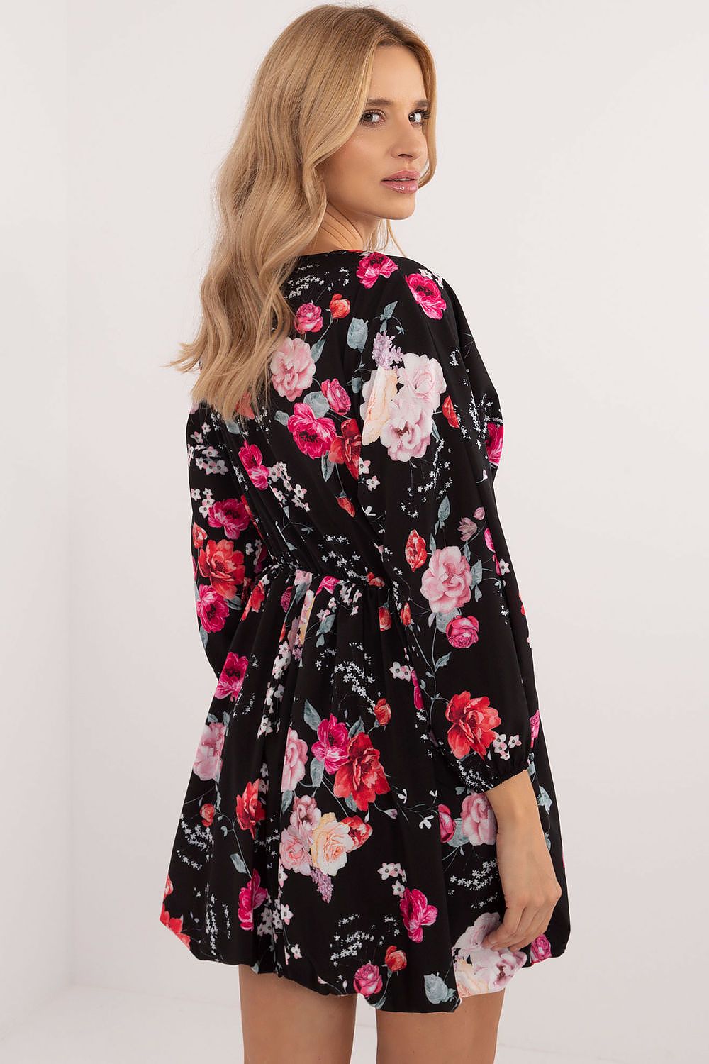 Flared Mini Dress with Animal Motif and Heart Neckline | Lightweight Polyester by Italy Moda