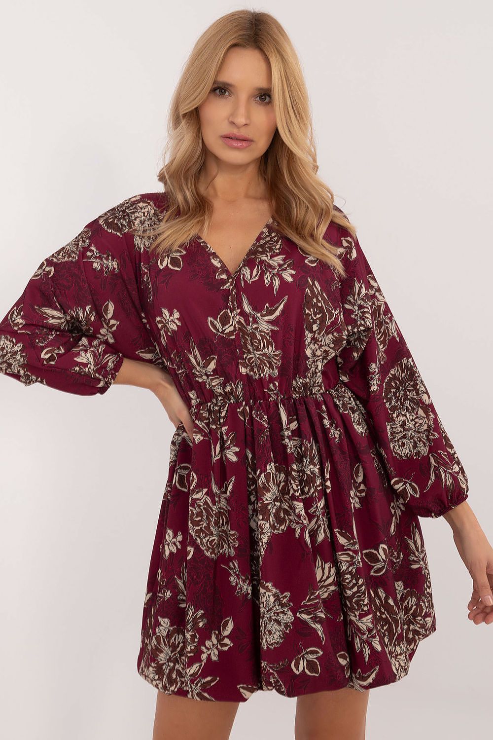 Flared Mini Dress with Animal Motif and Heart Neckline | Lightweight Polyester by Italy Moda