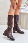 Elegant Jezzi Eco Leather Heel Boots - Almond Toe Design, 6.5Cm Stiletto, Sizes EU 36-40