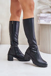 Elegant Women's Eco Leather Knee-High Heel Boots with Zipper Closure, Sizes EU 36-40