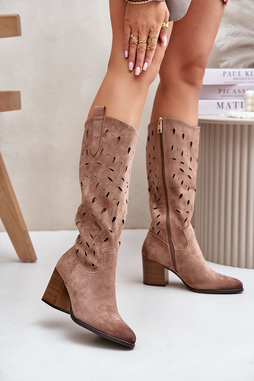 Elegant Eco-Suede Heel Boots with Pointed Toe in Multiple Sizes for Chic Styling