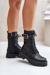 Big Star Eco Leather Worker Boots with Insulation, Zip and Lace, 21 cm Upper Height, Available in EU Sizes 36-41
