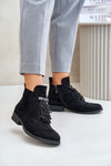S.Barski Women's Eco-Suede Ankle Boots with Unique Front Decoration, Sizes EU 36-41