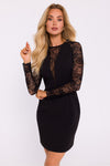 Elegant Lace Mini Dress with Deep Neckline - Sizes S, M, L, XL - By Moe