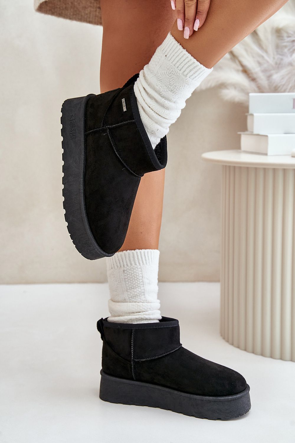 Luxury Women's Low Snow Boots in Imitation Leather Suede with Fur Warmers, EU Sizes 36-41