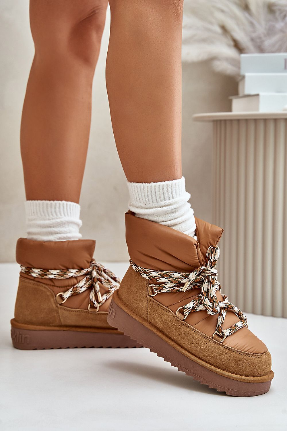 Luxury Women's Snow Boots in Natural Suede - Warm Fur Lining, Thick Lacing, EU Sizes 36-41