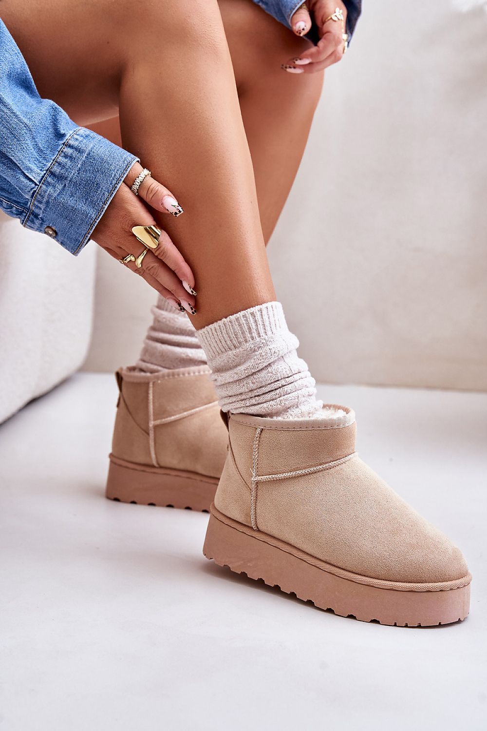 Luxury Eco Suede Snow Boots with Thick Faux Fur Lining, Ankle-High, Sizes EU 36-41