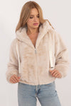 Luxurious Women's Casual Fur Jacket in EU Size 0 - Elegant Viscose with Hood and Pockets