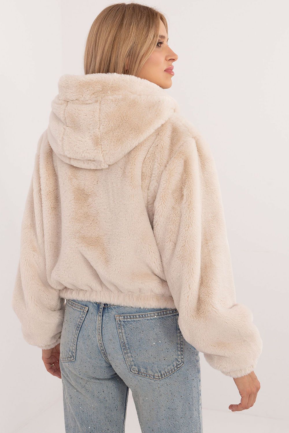 Luxurious Women's Casual Fur Jacket in EU Size 0 - Elegant Viscose with Hood and Pockets