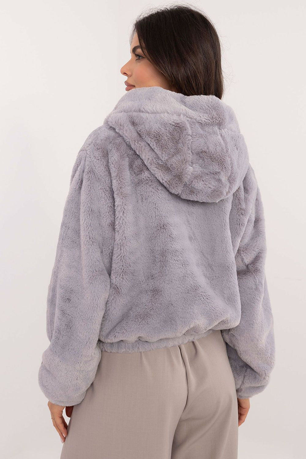 Luxurious Women's Casual Fur Jacket in EU Size 0 - Elegant Viscose with Hood and Pockets