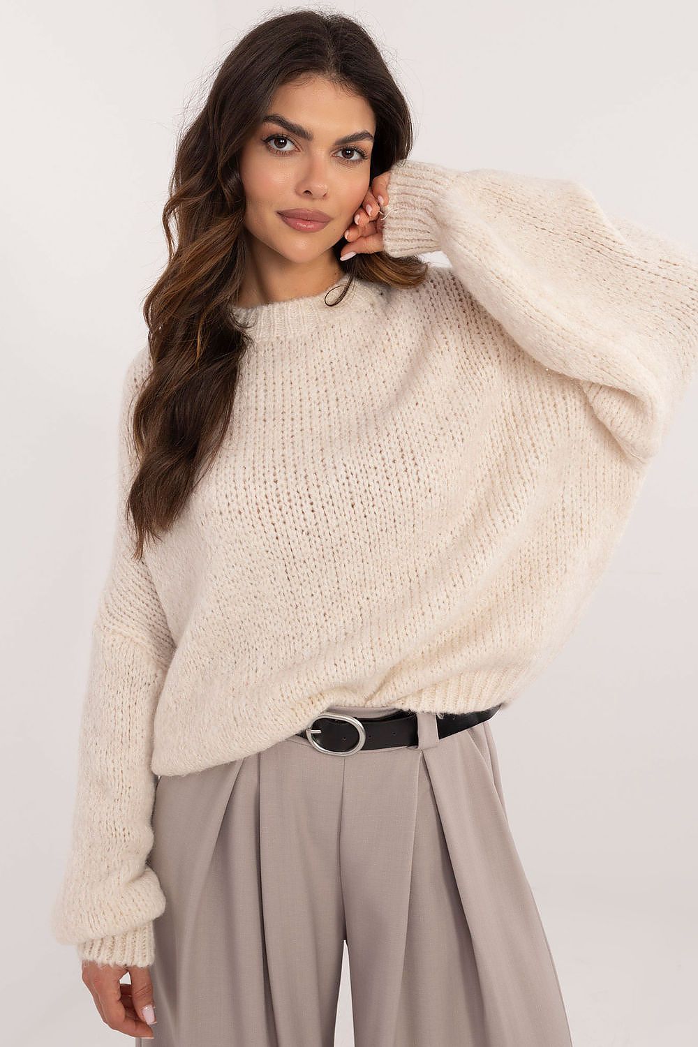 Och Bella Women's Elegant Casual Jumper Sweater - Standard Length, Long Sleeves, Size EU 0, Soft Blend Fabric