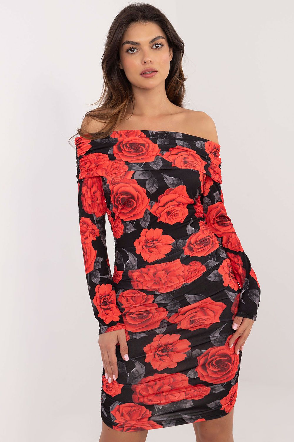 Elegant Italy Moda Pencil Dress with Spanish Neckline, Floral and Animal Print - EU Size 0