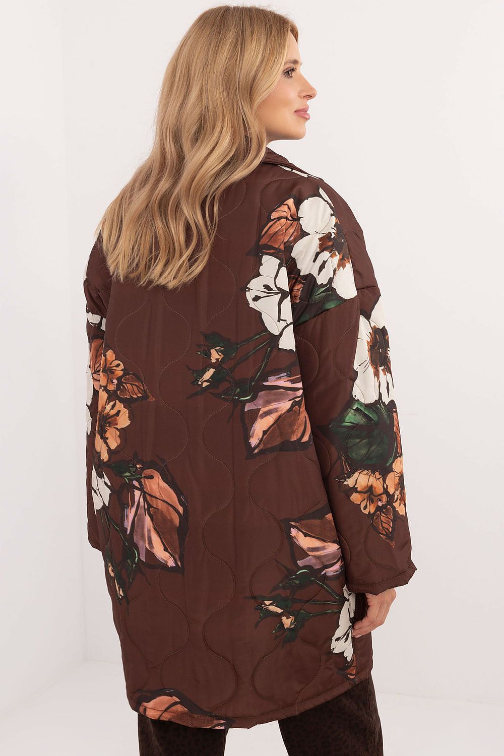 Elegant Women's Floral Print Transitional Jacket, Pre-Knee Length, EU Size 0, Autumn-Winter