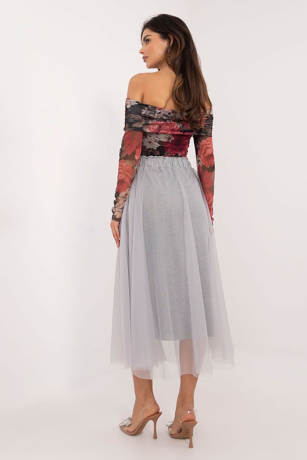 Elegant Midi Flared Tulle Skirt By Italy Moda - Comfortable Polyester, Perfect For Any Occasion