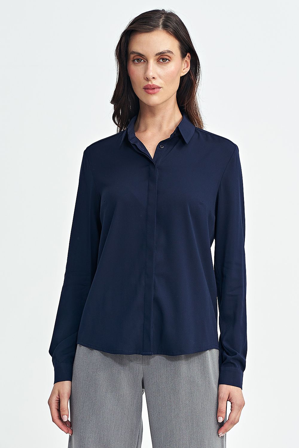 Elegant long sleeve shirt for women – viscose fabric, siz...