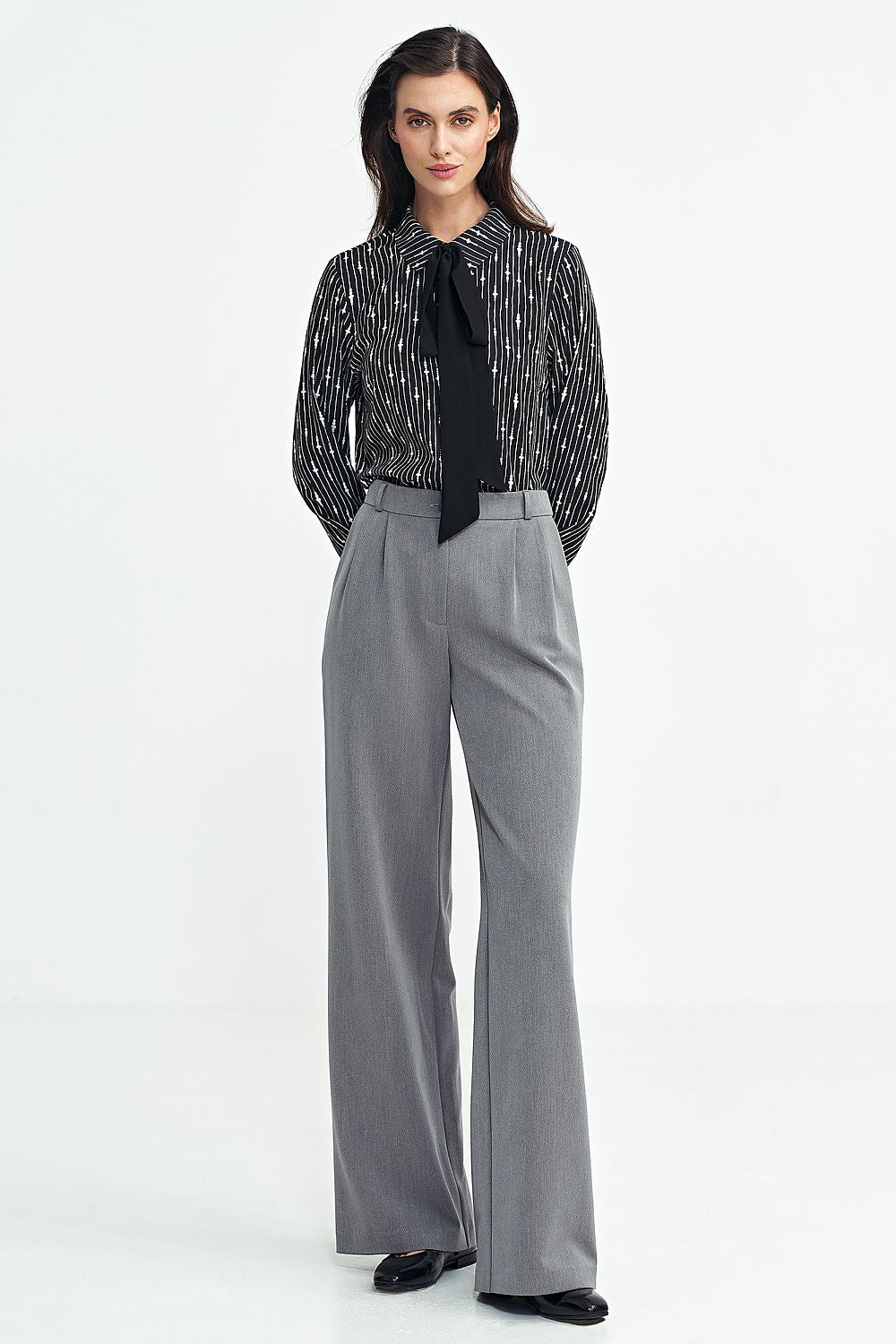 Elegant Long Sleeve Viscose Shirt with Collar and Sash in Multiple Sizes EU 36-42 by Nife